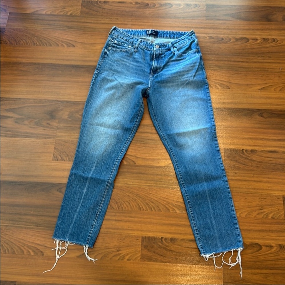 Gap Slim Boyfriend Medium Brinkley Wash 12 T / 31 T Fall Raw Hem Distressed